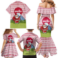Japan Christmas Family Matching Mermaid Dress and Hawaiian Shirt with Santa Mount Fuji Rising Sun and Festive Pattern Design - Wonder Print Shop