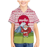 Japan Christmas Family Matching Mermaid Dress and Hawaiian Shirt with Santa Mount Fuji Rising Sun and Festive Pattern Design - Wonder Print Shop