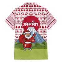 Japan Christmas Family Matching Off Shoulder Maxi Dress and Hawaiian Shirt with Santa Mount Fuji Rising Sun and Festive Pattern Design - Wonder Print Shop
