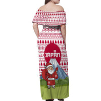Japan Christmas Family Matching Off Shoulder Maxi Dress and Hawaiian Shirt with Santa Mount Fuji Rising Sun and Festive Pattern Design - Wonder Print Shop