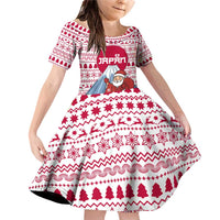 Japan Christmas Family Matching Off Shoulder Short Dress and Hawaiian Shirt with Santa Mount Fuji Rising Sun and Festive Pattern Design - Wonder Print Shop
