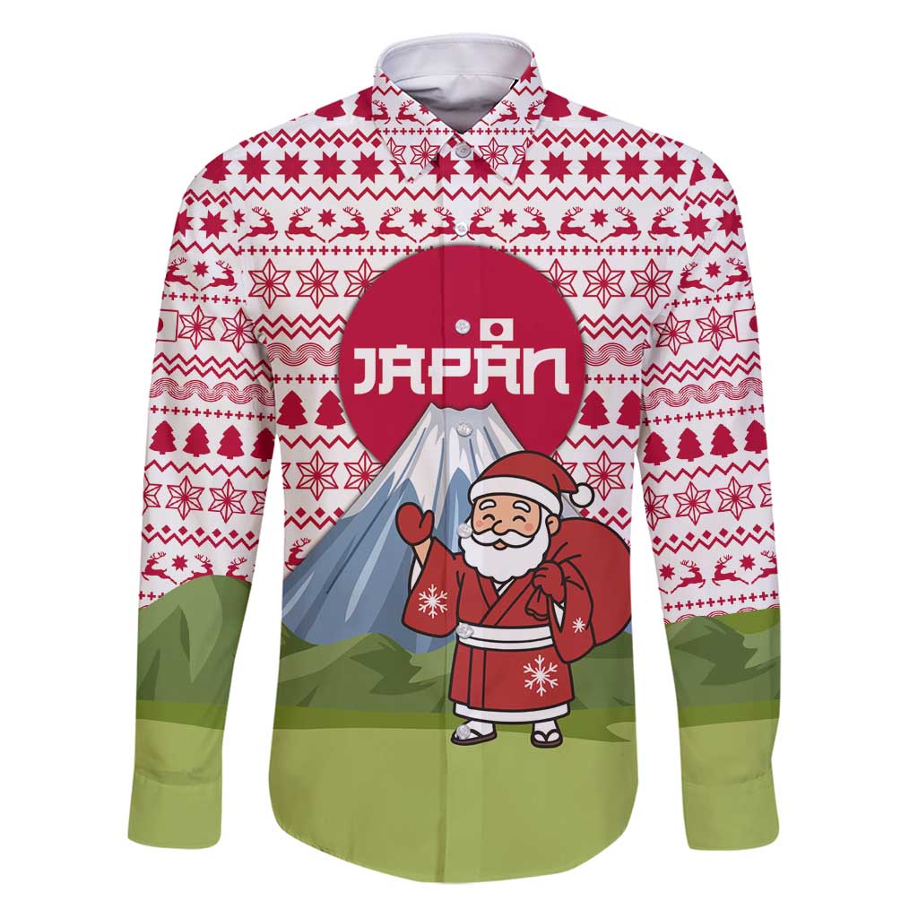 Japan Christmas Family Matching Puletasi and Hawaiian Shirt with Santa Mount Fuji Rising Sun and Festive Pattern Design - Wonder Print Shop