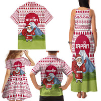 Japan Christmas Family Matching Tank Maxi Dress and Hawaiian Shirt with Santa Mount Fuji Rising Sun and Festive Pattern Design - Wonder Print Shop