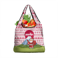 Japan Christmas Grocery Bag with Santa Mount Fuji Rising Sun and Festive Pattern Design - Wonder Print Shop