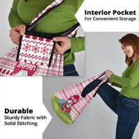 Japan Christmas Grocery Bag with Santa Mount Fuji Rising Sun and Festive Pattern Design - Wonder Print Shop