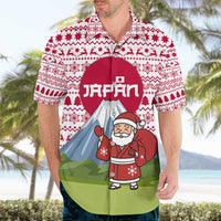 Japan Christmas Hawaiian Shirt with Santa Mount Fuji Rising Sun and Festive Pattern Design - Wonder Print Shop