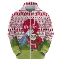 Japan Christmas Hoodie with Santa Mount Fuji Rising Sun and Festive Pattern Design - Wonder Print Shop