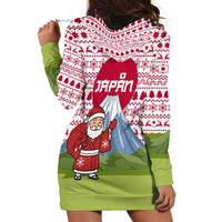 Japan Christmas Hoodie Dress with Santa Mount Fuji Rising Sun and Festive Pattern Design - Wonder Print Shop