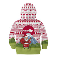 Japan Christmas Kid Hoodie with Santa Mount Fuji Rising Sun and Festive Pattern Design - Wonder Print Shop