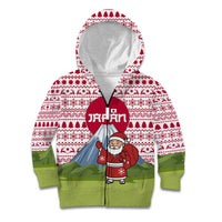 Japan Christmas Kid Hoodie with Santa Mount Fuji Rising Sun and Festive Pattern Design - Wonder Print Shop