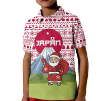 Japan Christmas Kid Polo Shirt with Santa Mount Fuji Rising Sun and Festive Pattern Design - Wonder Print Shop