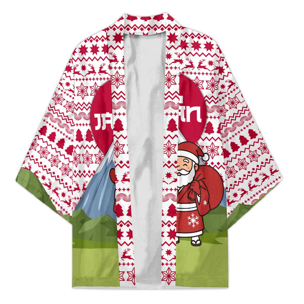 Japan Christmas Kimono with Santa Mount Fuji Rising Sun and Festive Pattern Design - Wonder Print Shop