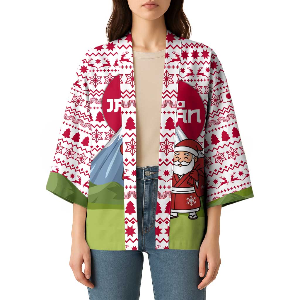 Japan Christmas Kimono with Santa Mount Fuji Rising Sun and Festive Pattern Design - Wonder Print Shop
