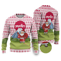 Japan Christmas Ugly Christmas Sweater with Santa Mount Fuji Rising Sun and Festive Pattern Design - Wonder Print Shop