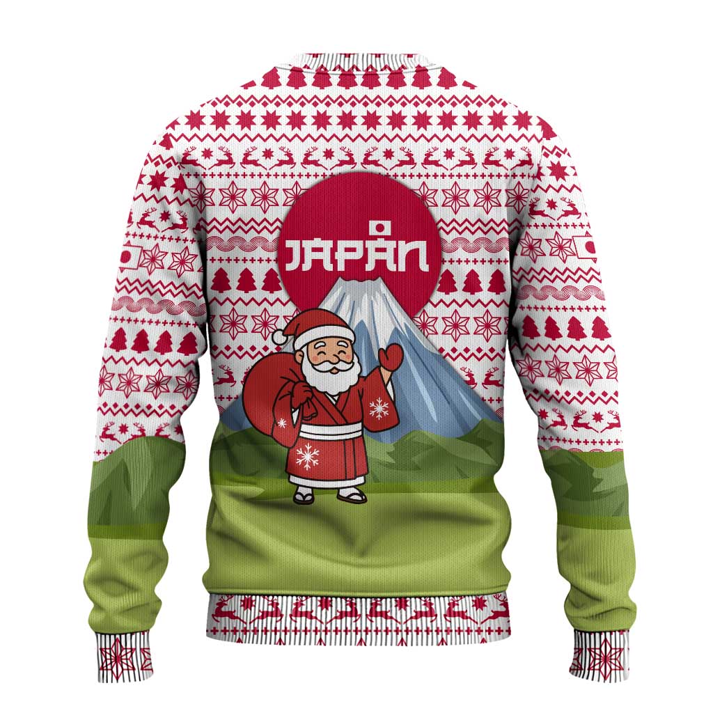 Japan Christmas Ugly Christmas Sweater with Santa Mount Fuji Rising Sun and Festive Pattern Design - Wonder Print Shop