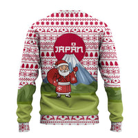 Japan Christmas Ugly Christmas Sweater with Santa Mount Fuji Rising Sun and Festive Pattern Design - Wonder Print Shop