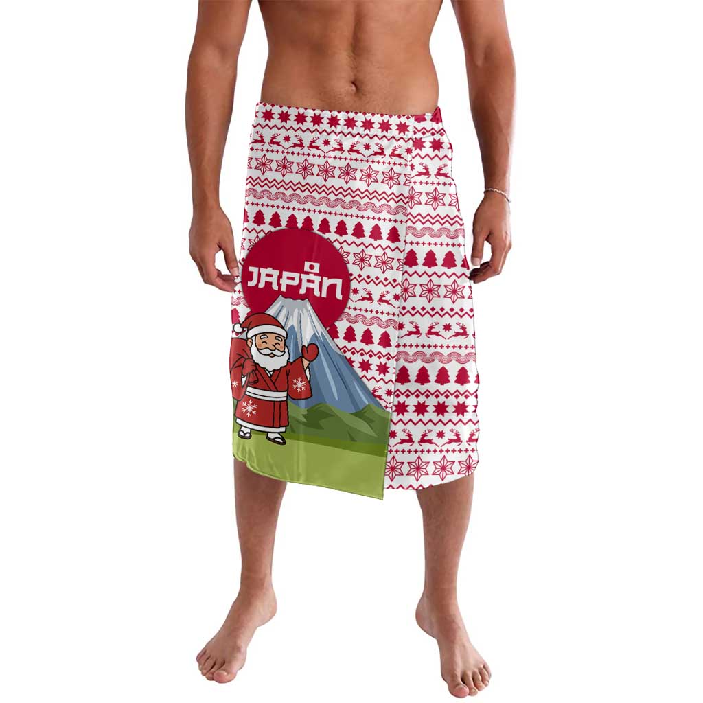 Japan Christmas Lavalava with Santa Mount Fuji Rising Sun and Festive Pattern Design - Wonder Print Shop