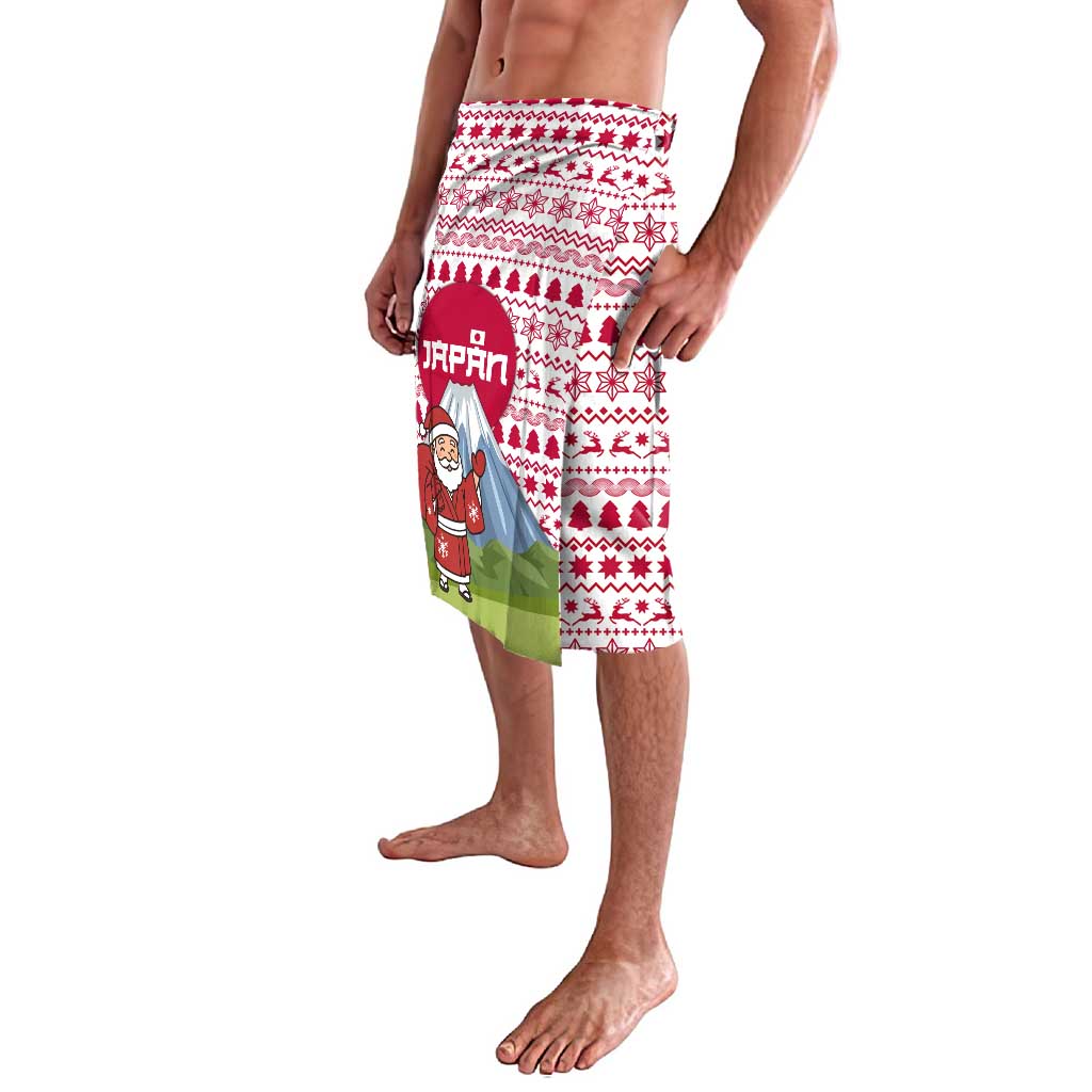 Japan Christmas Lavalava with Santa Mount Fuji Rising Sun and Festive Pattern Design - Wonder Print Shop