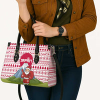 Japan Christmas Leather Bag with Santa Mount Fuji Rising Sun and Festive Pattern Design - Wonder Print Shop