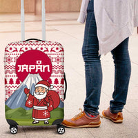 Japan Christmas Luggage Cover with Santa Mount Fuji Rising Sun and Festive Pattern Design - Wonder Print Shop