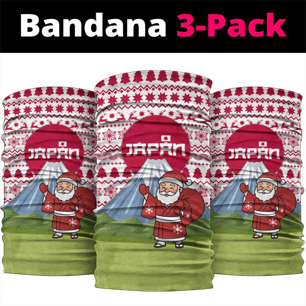 Japan Christmas Neck Gaiter with Santa Mount Fuji Rising Sun and Festive Pattern Design - Wonder Print Shop