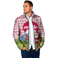 Japan Christmas Padded Jacket with Santa Mount Fuji Rising Sun and Festive Pattern Design - Wonder Print Shop