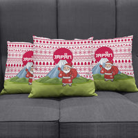 Japan Christmas Pillow Cover with Santa Mount Fuji Rising Sun and Festive Pattern Design - Wonder Print Shop