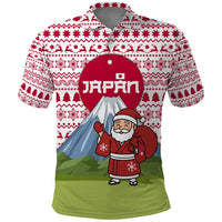 Japan Christmas Polo Shirt with Santa Mount Fuji Rising Sun and Festive Pattern Design - Wonder Print Shop