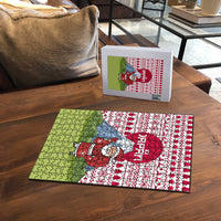 Japan Christmas Puzzle with Santa Mount Fuji Rising Sun and Festive Pattern Design - Wonder Print Shop