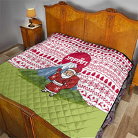 Japan Christmas Quilt with Santa Mount Fuji Rising Sun and Festive Pattern Design - Wonder Print Shop