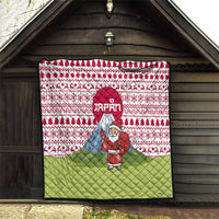 Japan Christmas Quilt with Santa Mount Fuji Rising Sun and Festive Pattern Design - Wonder Print Shop