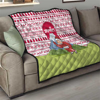 Japan Christmas Quilt with Santa Mount Fuji Rising Sun and Festive Pattern Design - Wonder Print Shop