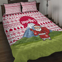 Japan Christmas Quilt Bed Set with Santa Mount Fuji Rising Sun and Festive Pattern Design - Wonder Print Shop