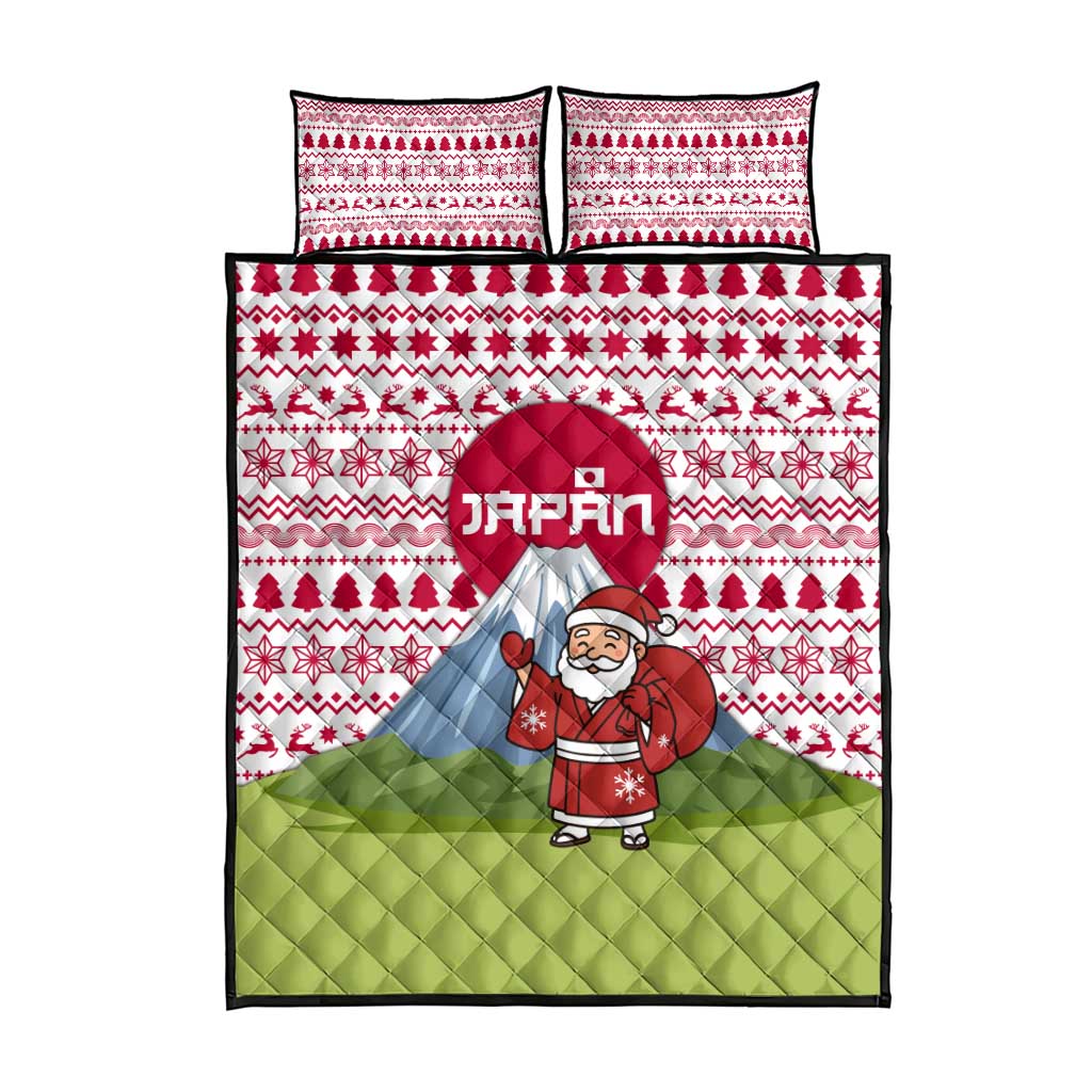 Japan Christmas Quilt Bed Set with Santa Mount Fuji Rising Sun and Festive Pattern Design - Wonder Print Shop