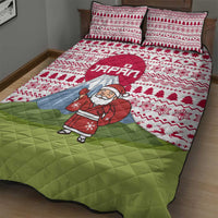 Japan Christmas Quilt Bed Set with Santa Mount Fuji Rising Sun and Festive Pattern Design - Wonder Print Shop