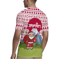 Japan Christmas Rugby Jersey with Santa Mount Fuji Rising Sun and Festive Pattern Design - Wonder Print Shop