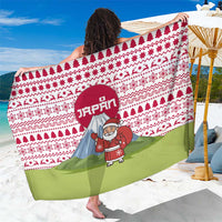 Japan Christmas Sarong with Santa Mount Fuji Rising Sun and Festive Pattern Design - Wonder Print Shop
