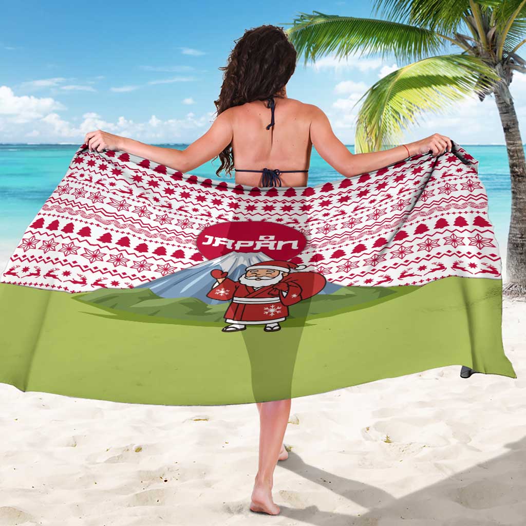 Japan Christmas Sarong with Santa Mount Fuji Rising Sun and Festive Pattern Design - Wonder Print Shop
