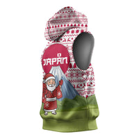 Japan Christmas Sleeveless Hoodie with Santa Mount Fuji Rising Sun and Festive Pattern Design - Wonder Print Shop