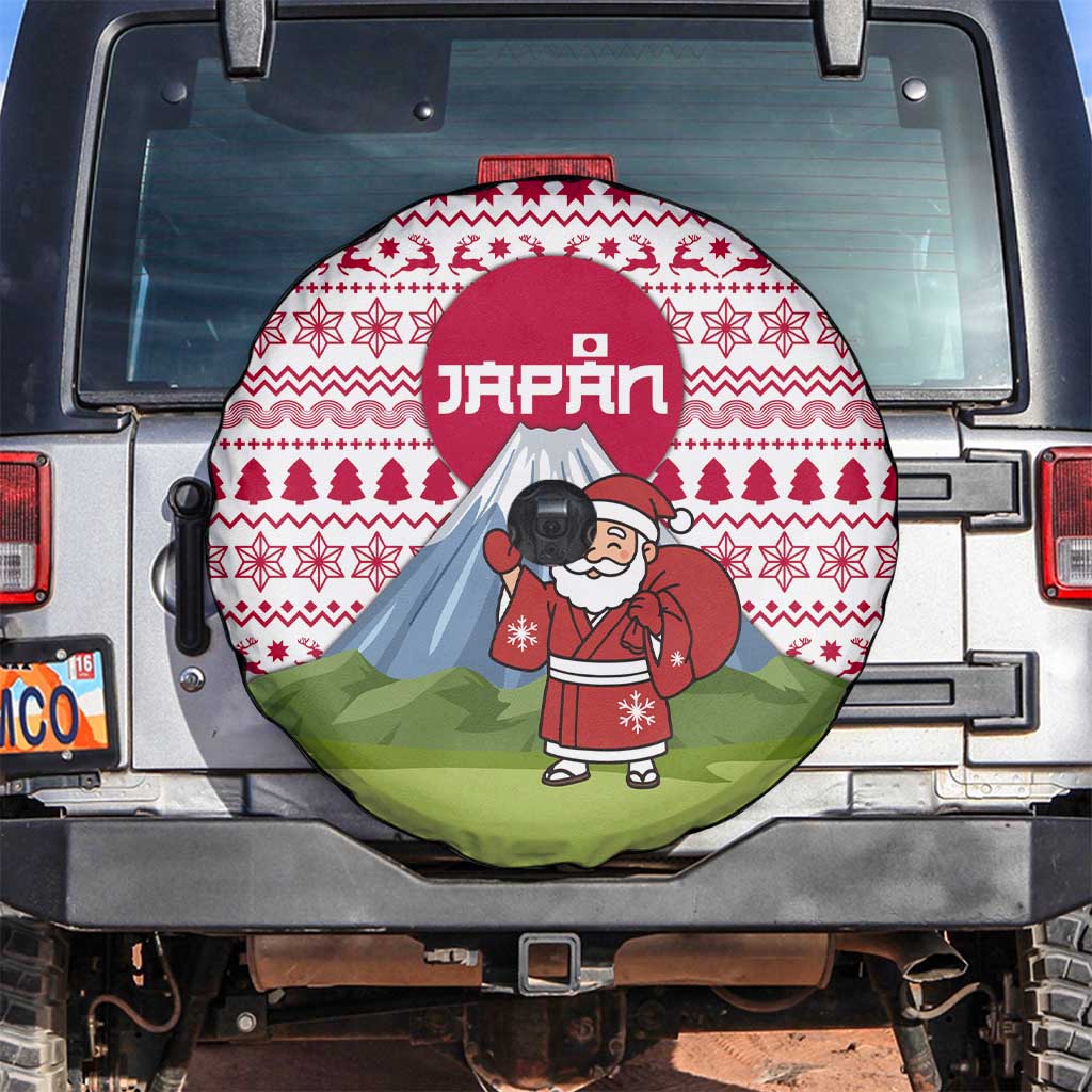 Japan Christmas Spare Tire Cover with Santa Mount Fuji Rising Sun and Festive Pattern Design - Wonder Print Shop
