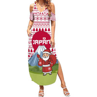 Japan Christmas Summer Maxi Dress with Santa Mount Fuji Rising Sun and Festive Pattern Design - Wonder Print Shop
