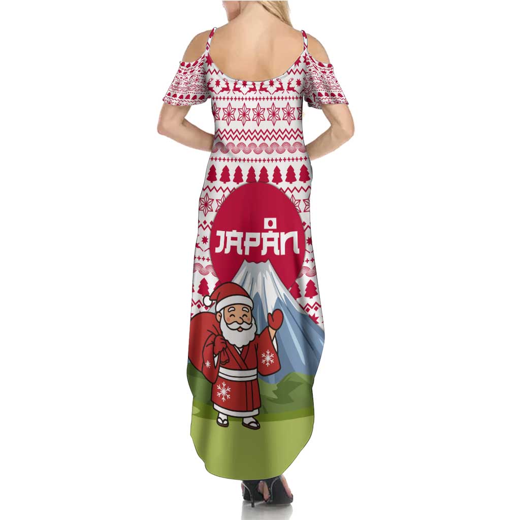 Japan Christmas Summer Maxi Dress with Santa Mount Fuji Rising Sun and Festive Pattern Design - Wonder Print Shop