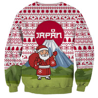 Japan Christmas Sweatshirt with Santa Mount Fuji Rising Sun and Festive Pattern Design - Wonder Print Shop
