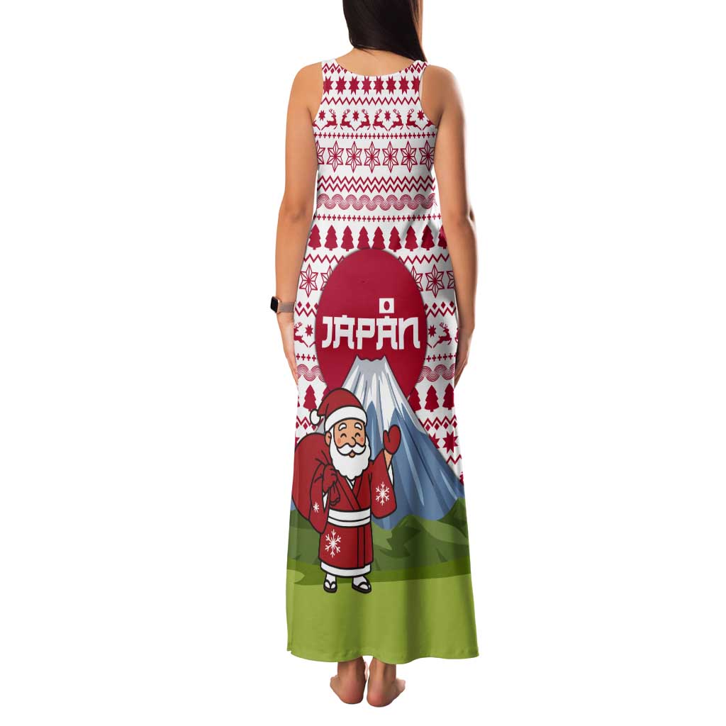 Japan Christmas Tank Maxi Dress with Santa Mount Fuji Rising Sun and Festive Pattern Design - Wonder Print Shop