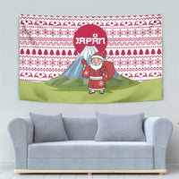 Japan Christmas Tapestry with Santa Mount Fuji Rising Sun and Festive Pattern Design - Wonder Print Shop