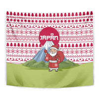 Japan Christmas Tapestry with Santa Mount Fuji Rising Sun and Festive Pattern Design - Wonder Print Shop