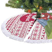 Japan Christmas Tree Skirt with Santa Mount Fuji Rising Sun and Festive Pattern Design - Wonder Print Shop