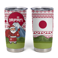 Japan Christmas Tumbler Cup with Santa Mount Fuji Rising Sun and Festive Pattern Design - Wonder Print Shop