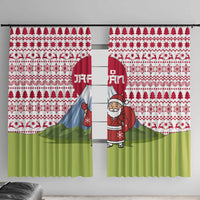 Japan Christmas Window Curtain with Santa Mount Fuji Rising Sun and Festive Pattern Design - Wonder Print Shop