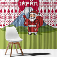 Japan Christmas Window Curtain with Santa Mount Fuji Rising Sun and Festive Pattern Design - Wonder Print Shop